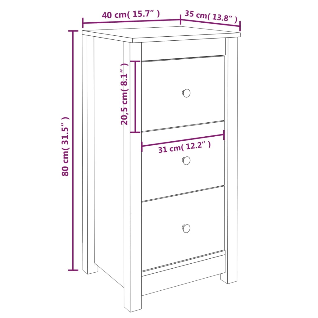 vidaXL Sideboards 2 Stk. Weiß 40x35x80 cm Massivholz Kiefer