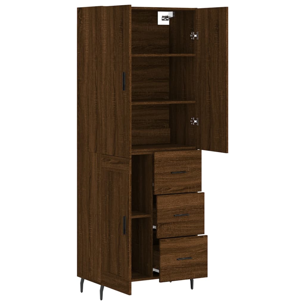 vidaXL Highboard Braun Eichen-Optik 69,5x34x180 cm Holzwerkstoff