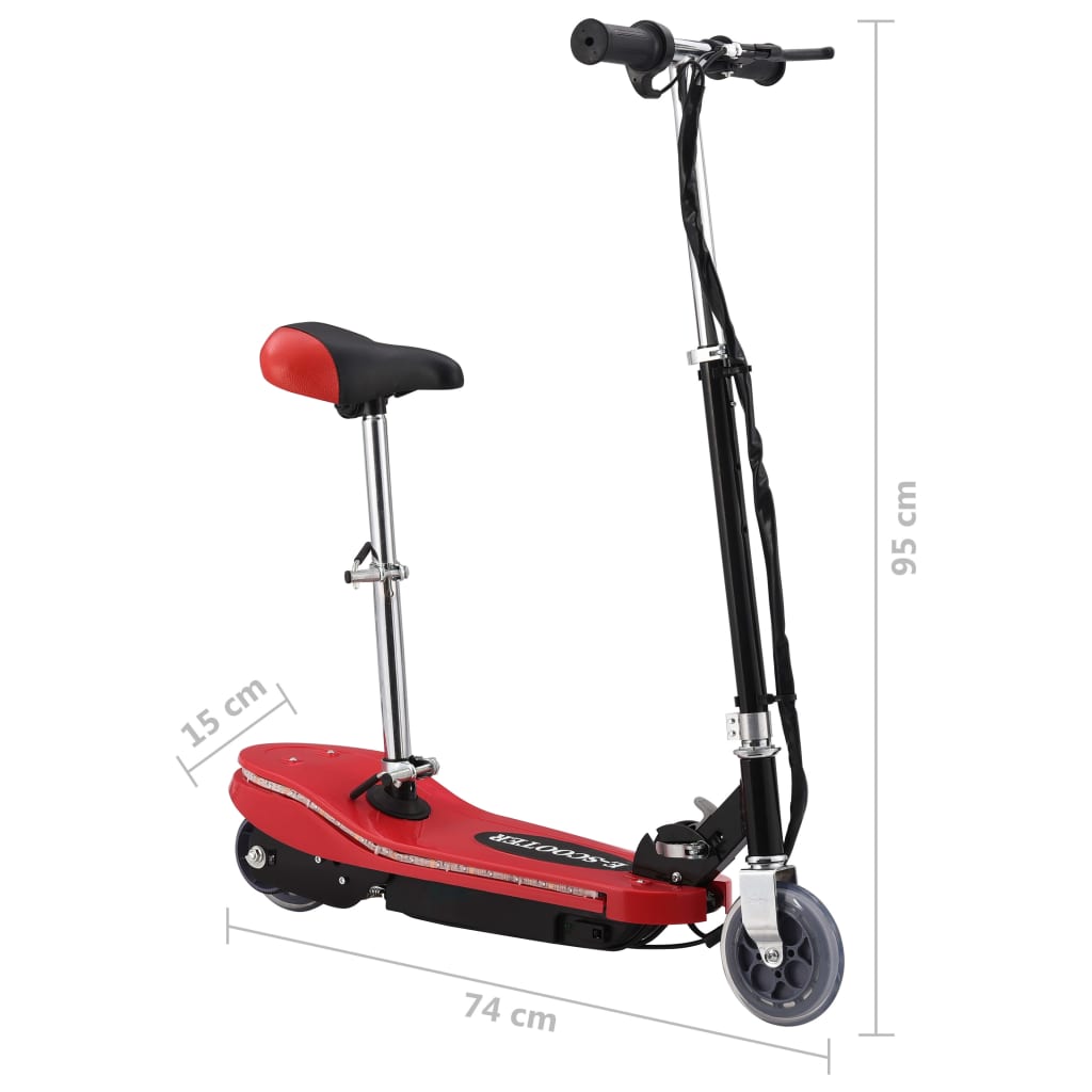 vidaXL E-Scooter für Kinder mit Sitz und LED 120 W Rot