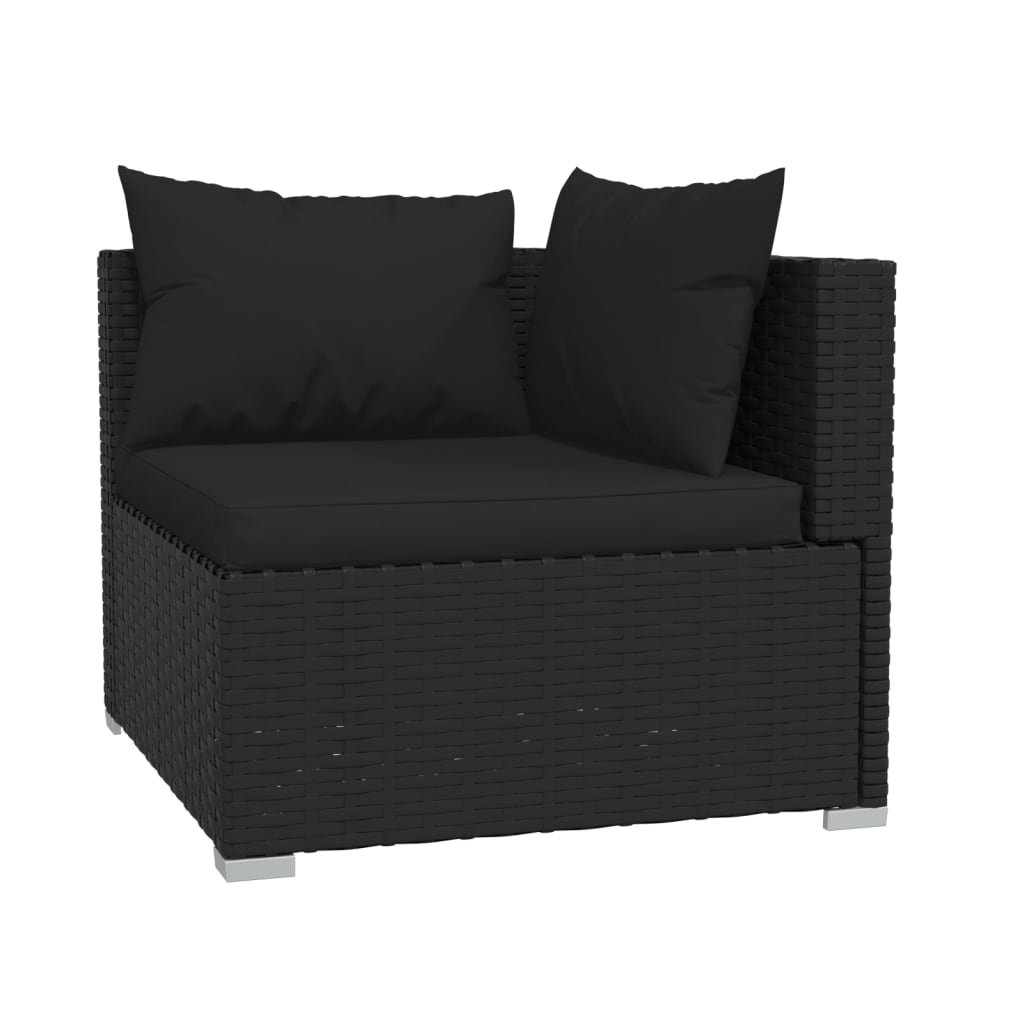 vidaXL 6-tlg. Garten-Lounge-Set mit Kissen Poly Rattan Schwarz