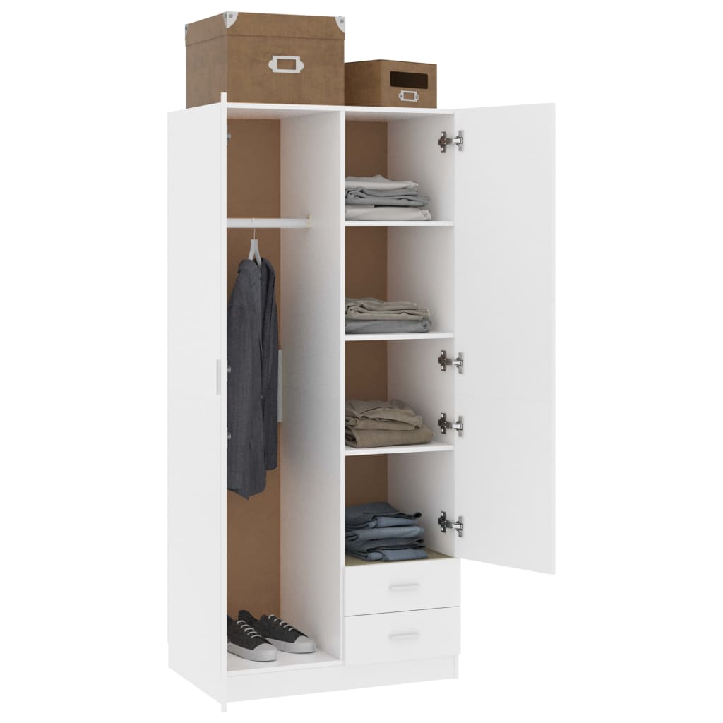 vidaXL Kleiderschrank Weiß 80x52x180 cm Holzwerkstoff