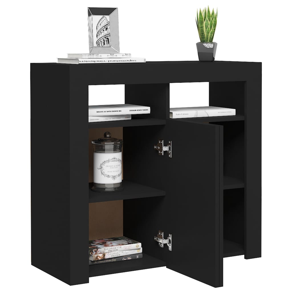 vidaXL Sideboard mit LED-Leuchten Schwarz 80x35x75 cm