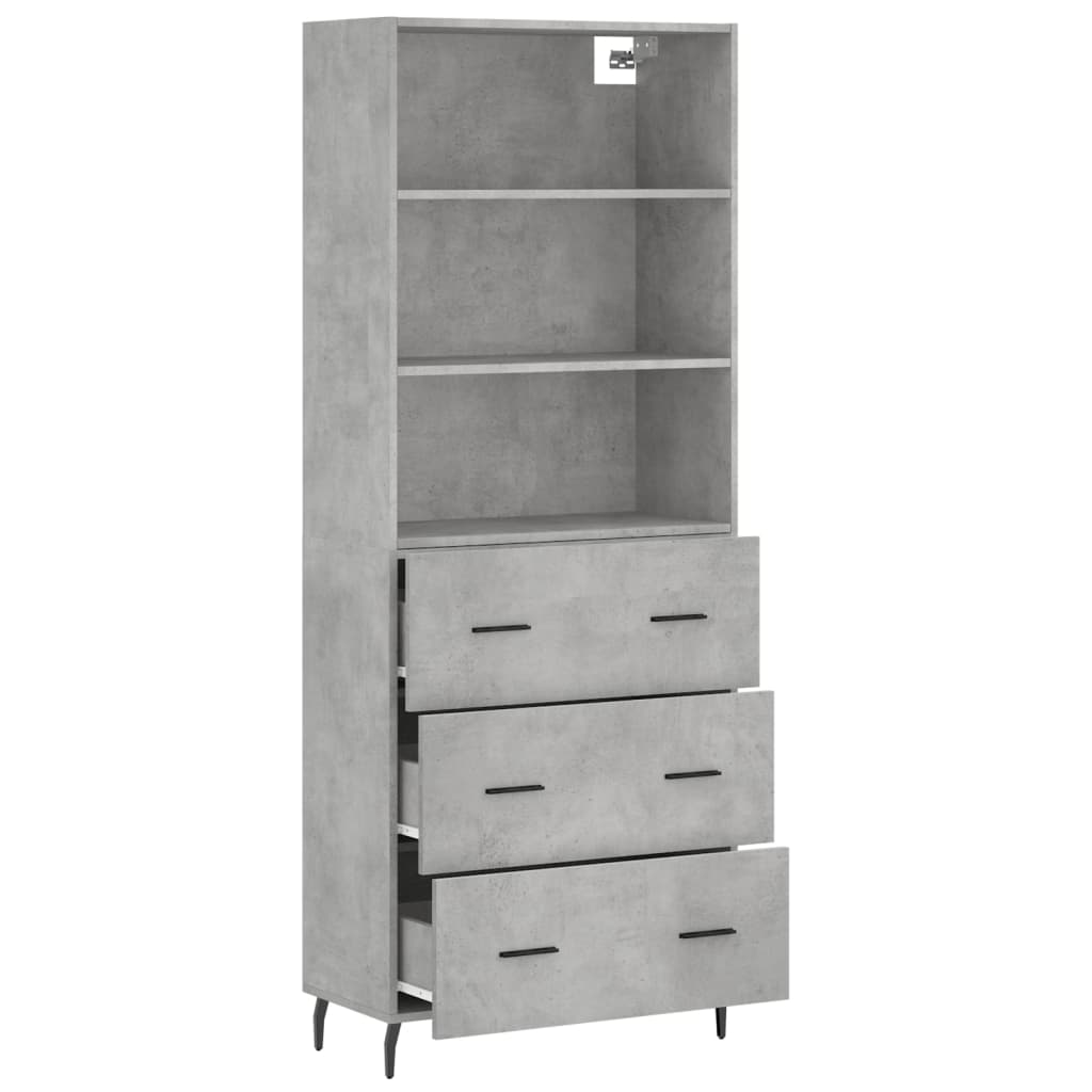 vidaXL Highboard Betongrau 69,5x34x180 cm Holzwerkstoff