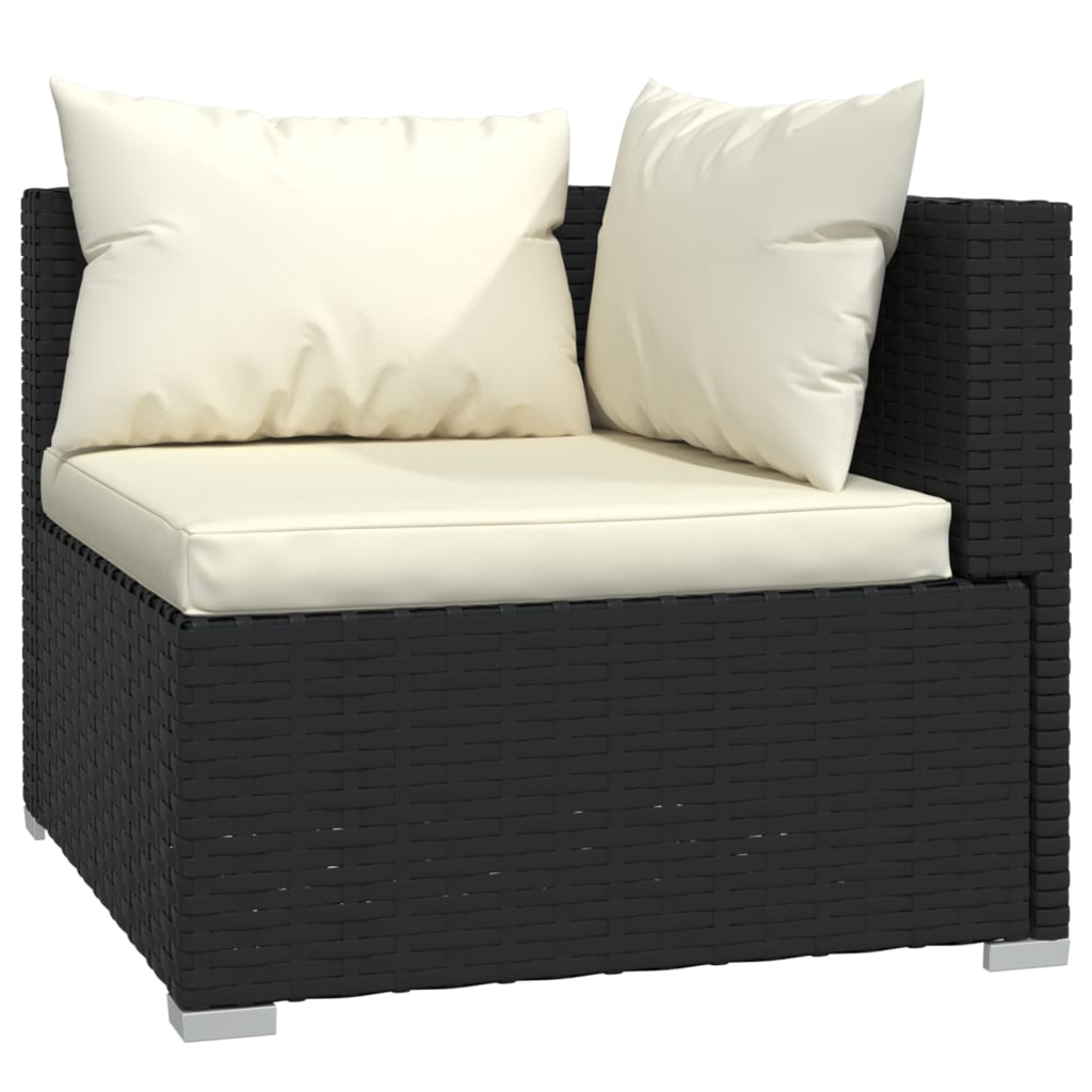 vidaXL 11-tlg. Garten-Lounge-Set mit Kissen Schwarz Poly Rattan