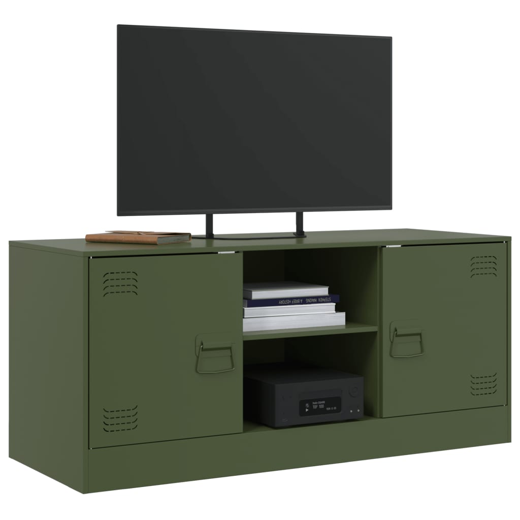 vidaXL TV-Schrank Olivgrün 99x39x44 cm Stahl