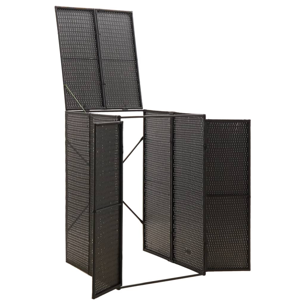 vidaXL Mülltonnenbox für 1 Tonne Schwarz 70x80x117 cm Poly Rattan