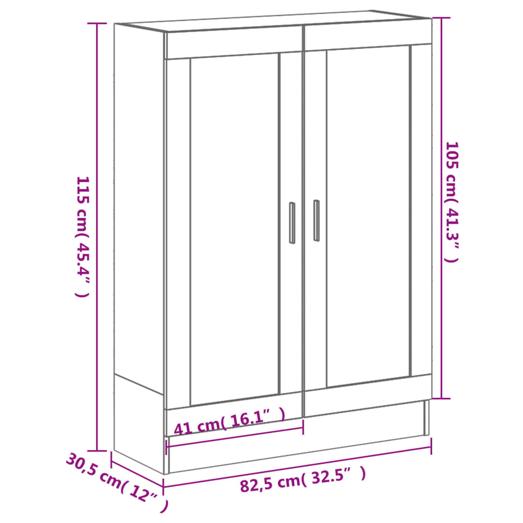 vidaXL Bücherschrank Braun Eichen-Optik 82,5x30,5x115 cm Holzwerkstoff