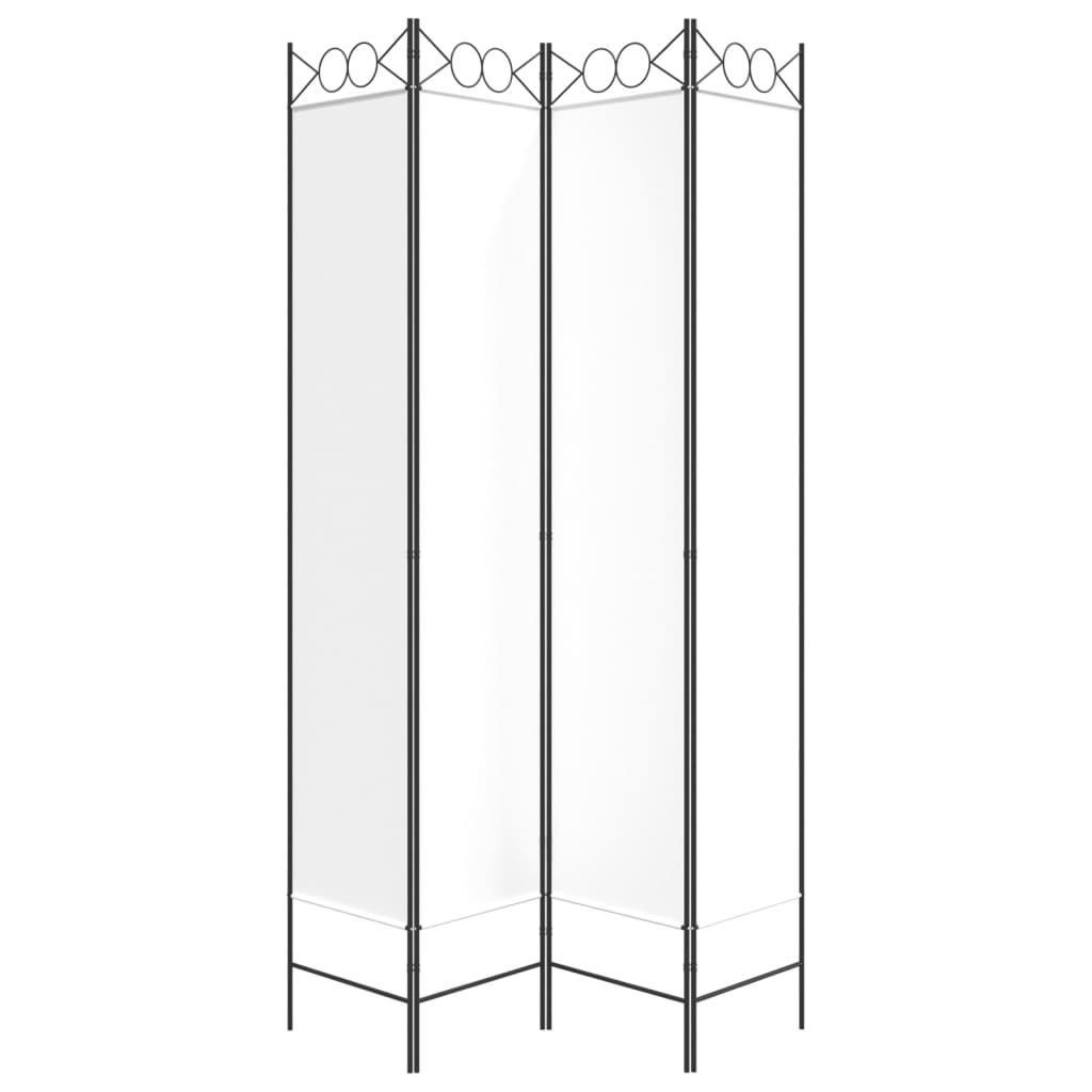 vidaXL 4-tlg. Paravent Weiß 160x220 cm Stoff