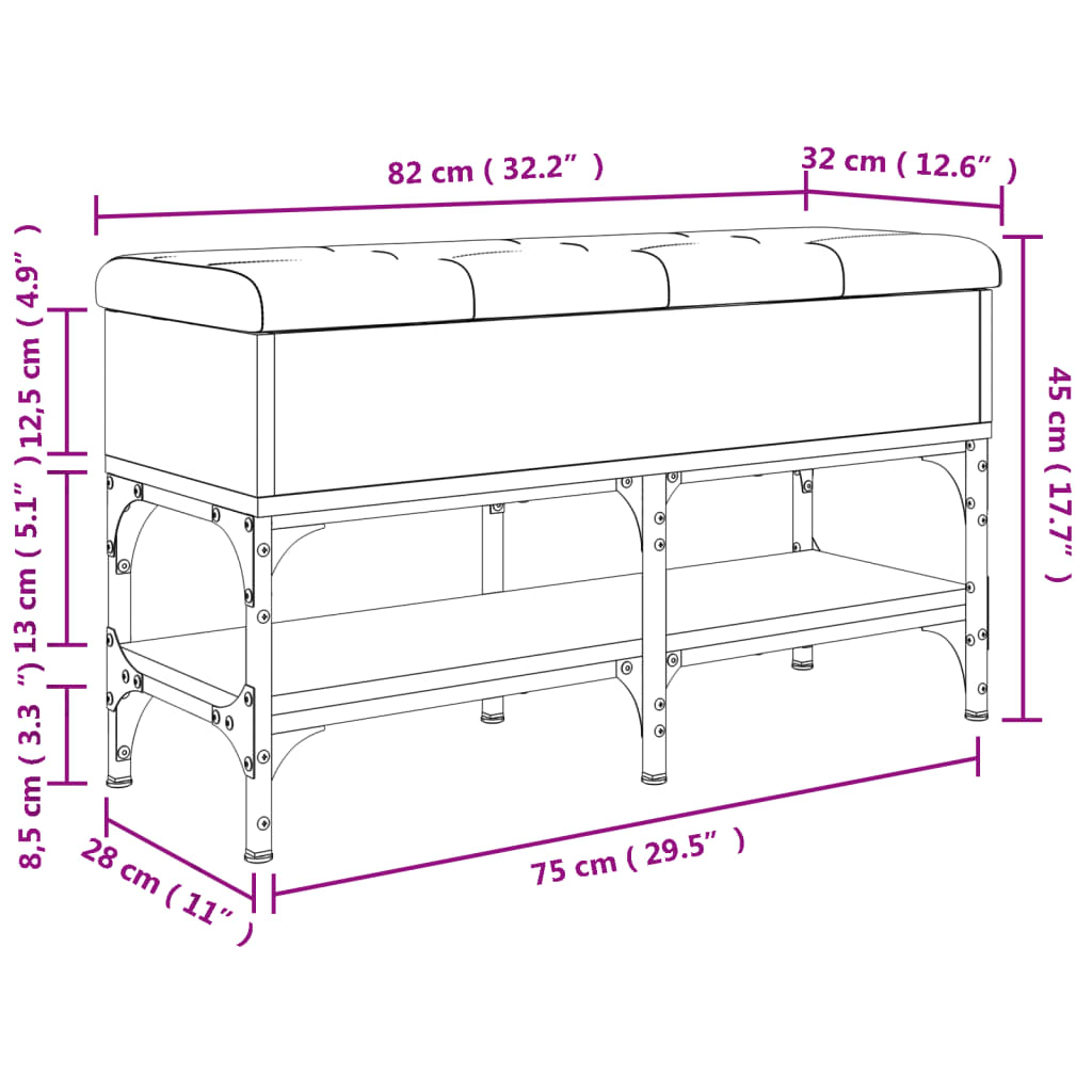 vidaXL Schuhbank Räuchereiche 82x32x45 cm Holzwerkstoff