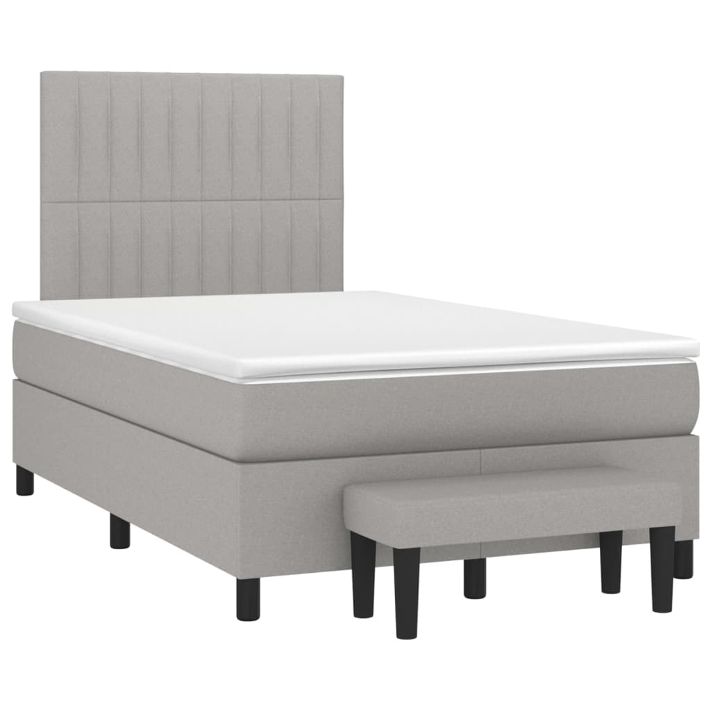 vidaXL Boxspringbett mit Matratze Hellgrau 120x200 cm Stoff