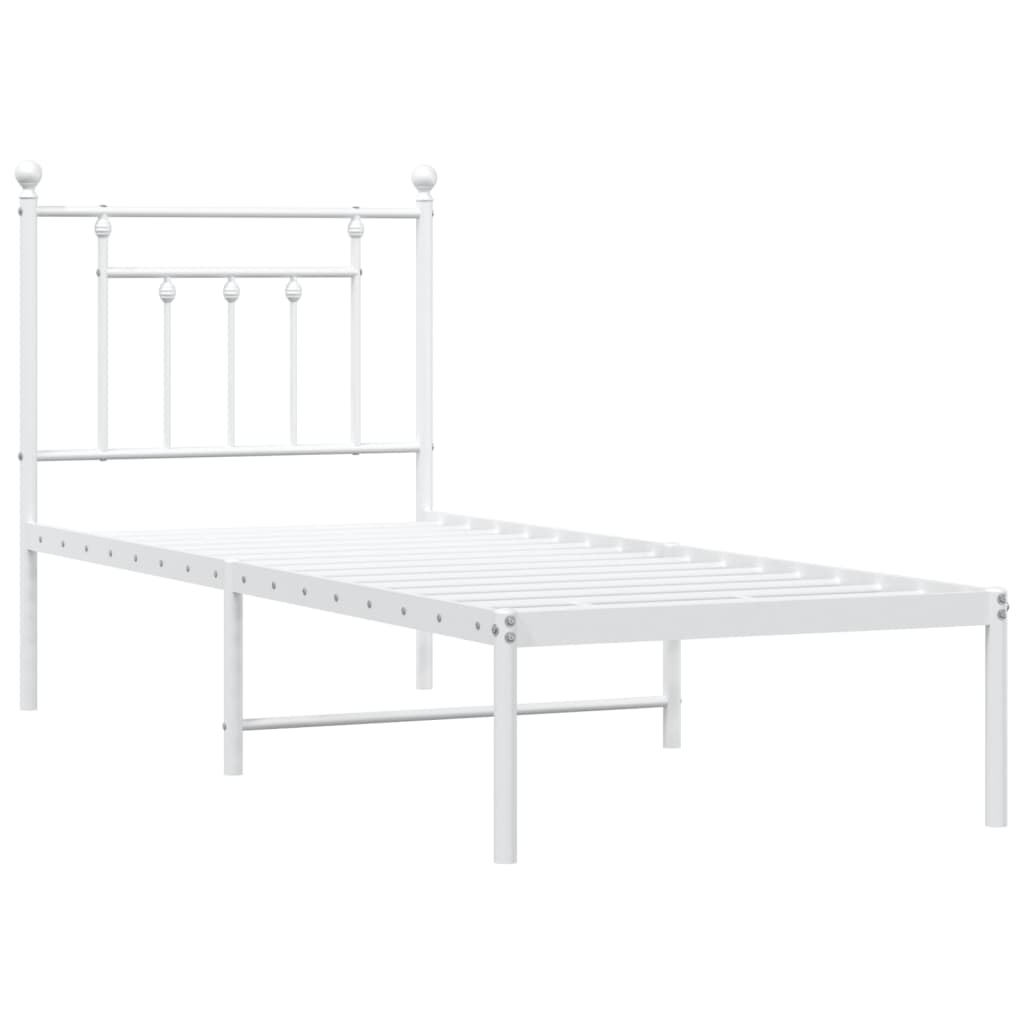 vidaXL Metallbett ohne Matratze mit Kopfteil Weiß 75x190 cm