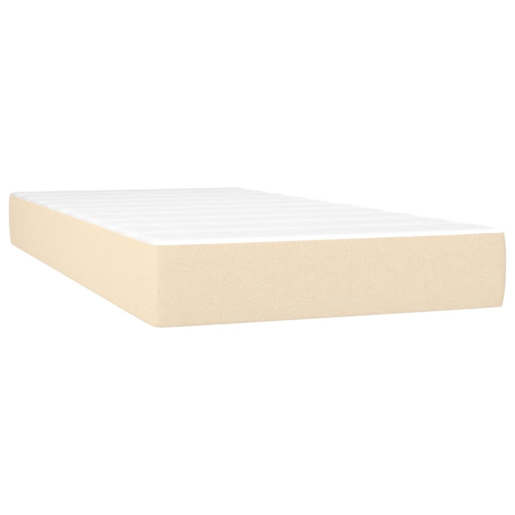 vidaXL Boxspringbett mit Matratze Creme 90x190 cm Stoff