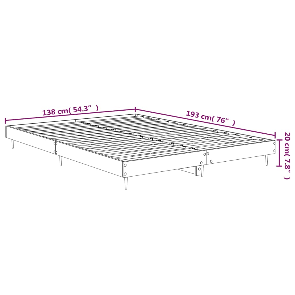 vidaXL Bettgestell Braun Eichen-Optik 135x190 cm Holzwerkstoff