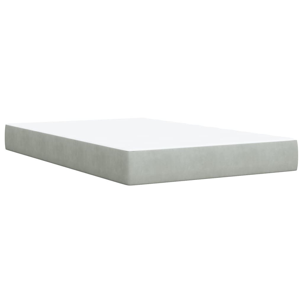 vidaXL Boxspringbett mit Matratze Hellgrau 120x190 cm Samt