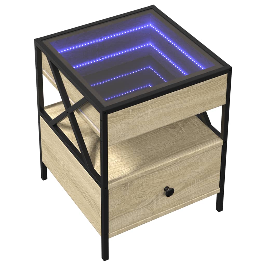 vidaXL Couchtisch mit Infinity-LED Sonoma-Eiche 40x40x51 cm