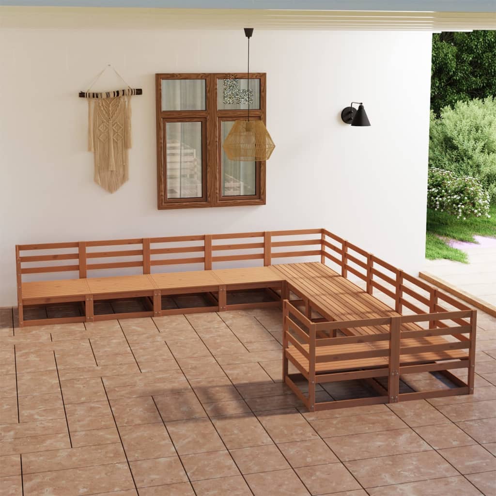 vidaXL 10-tlg. Garten-Lounge-Set Massivholz Kiefer