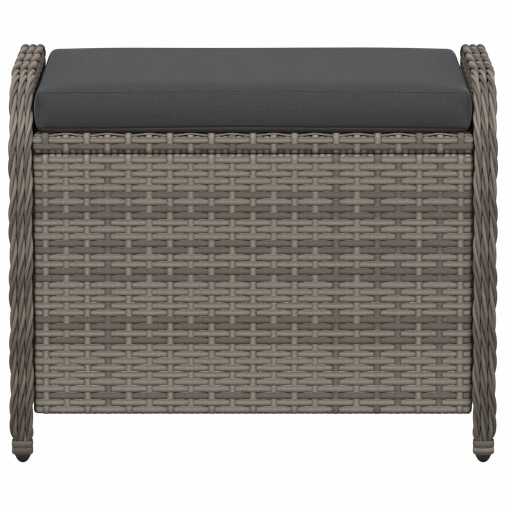 vidaXL Gartenhocker mit Kissen Grau 58x46x46 cm Poly Rattan