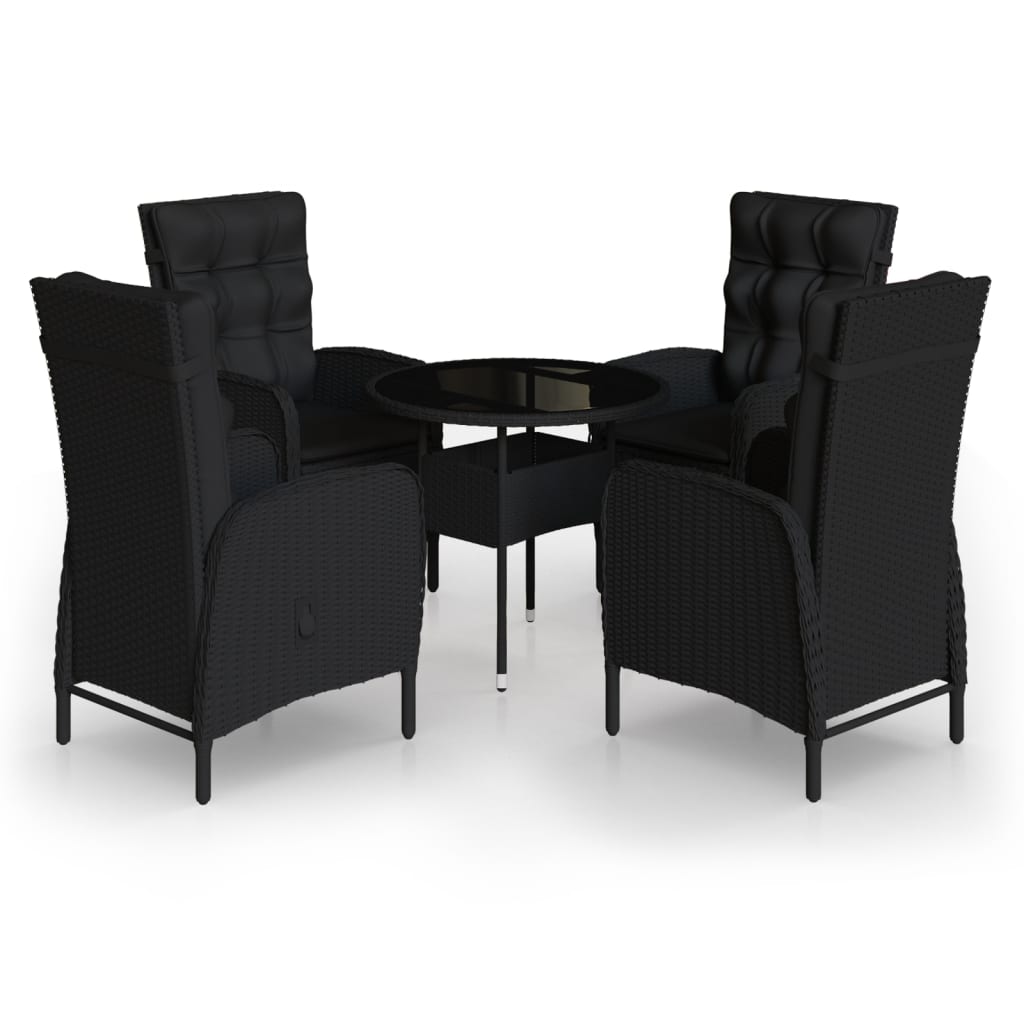 vidaXL 5-tlg. Garten-Bistro-Set Poly Rattan Schwarz