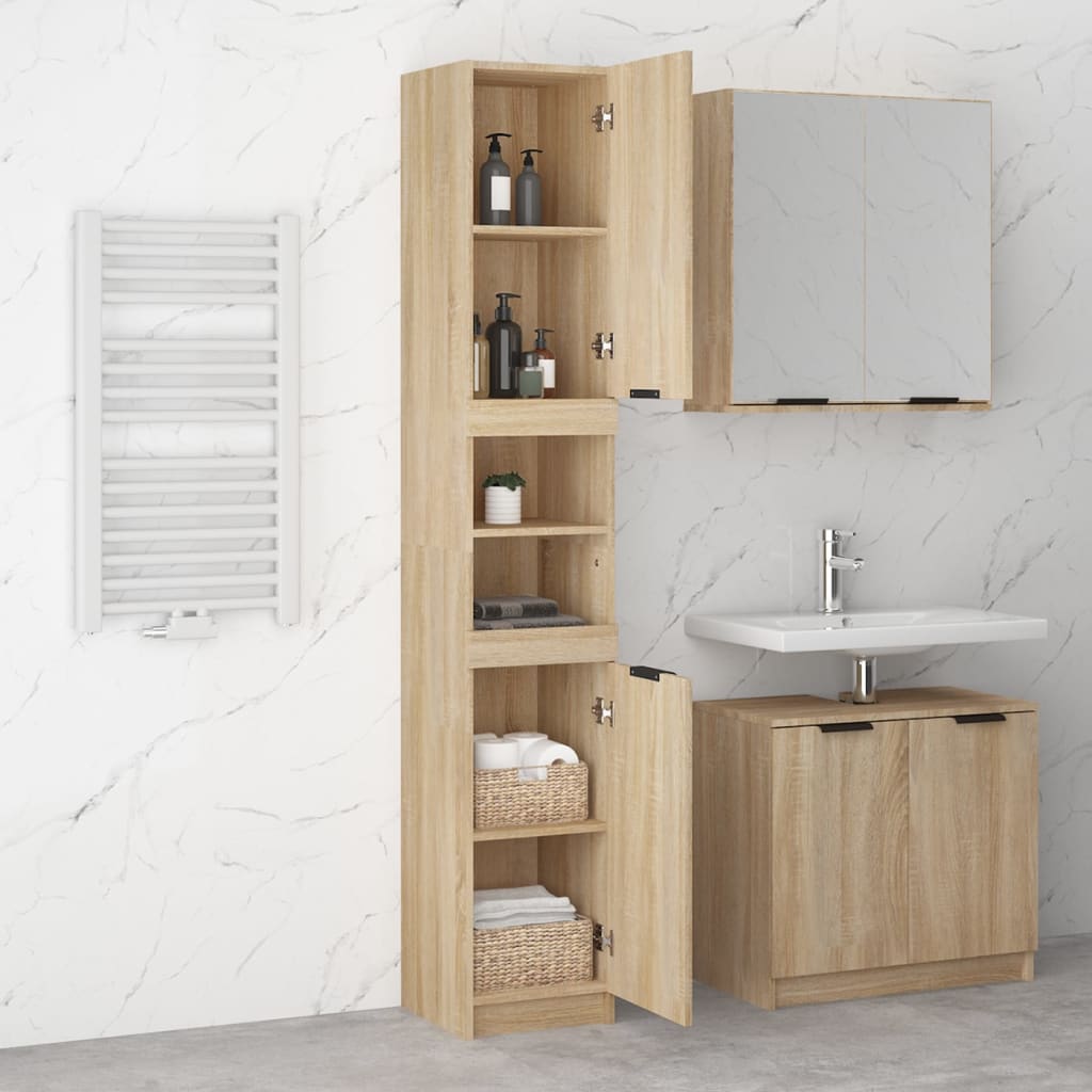 vidaXL Badschrank Sonoma-Eiche 32x34x188,5 cm Holzwerkstoff