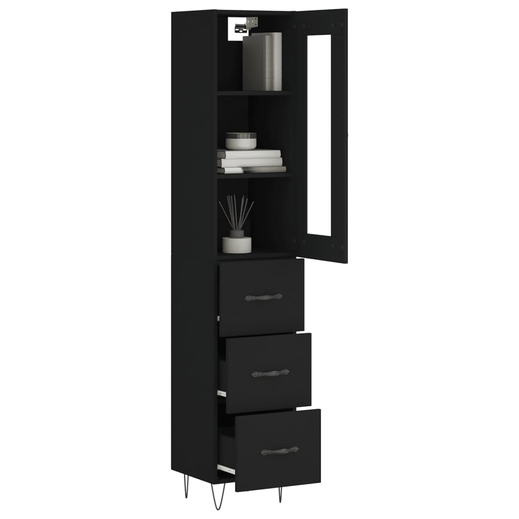 vidaXL Highboard Schwarz 34,5x34x180 cm Holzwerkstoff