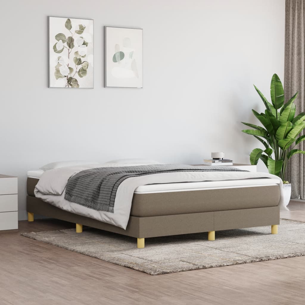 vidaXL Boxspringbett mit Matratze Taupe 140x190 cm Stoff