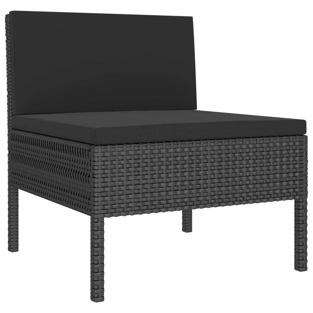 vidaXL 3-tlg. Garten-Lounge-Set mit Auflagen Poly Rattan Schwarz