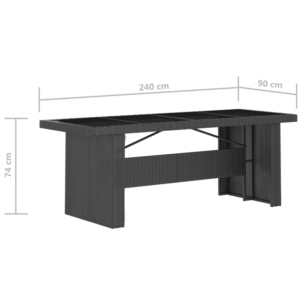 vidaXL 7-tlg. Garten-Essgruppe mit Auflagen Poly Rattan Schwarz