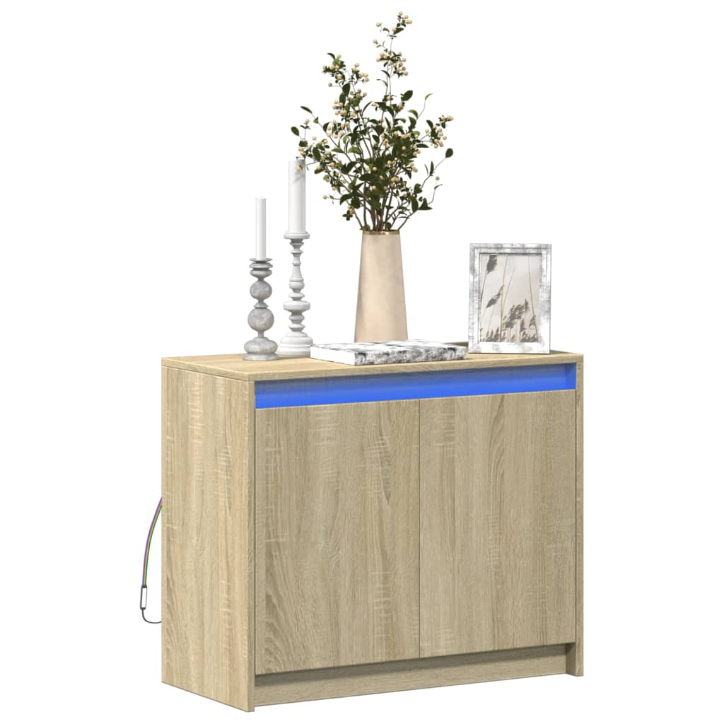 vidaXL LED-Sideboard Sonoma-Eiche 72x34x61 cm Holzwerkstoff