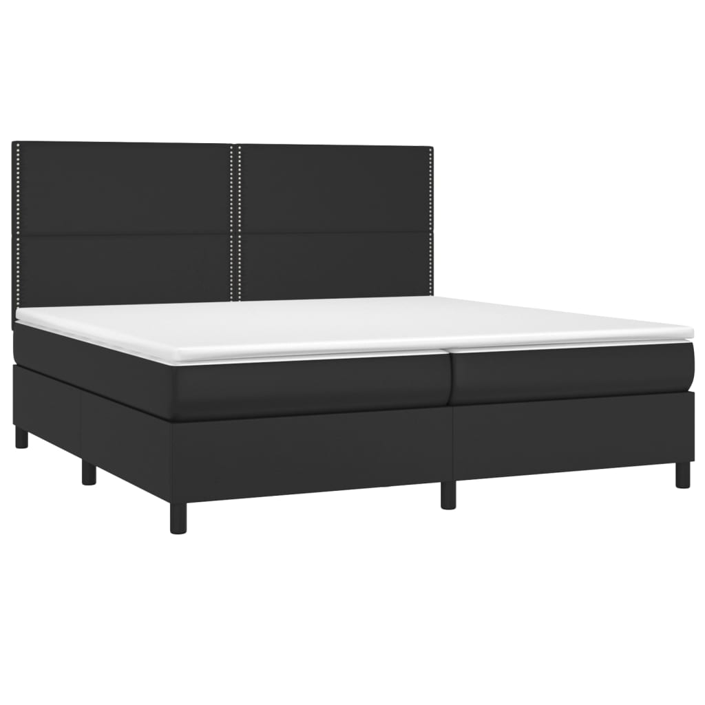 vidaXL Boxspringbett mit Matratze & LED Schwarz 200x200 cm Kunstleder