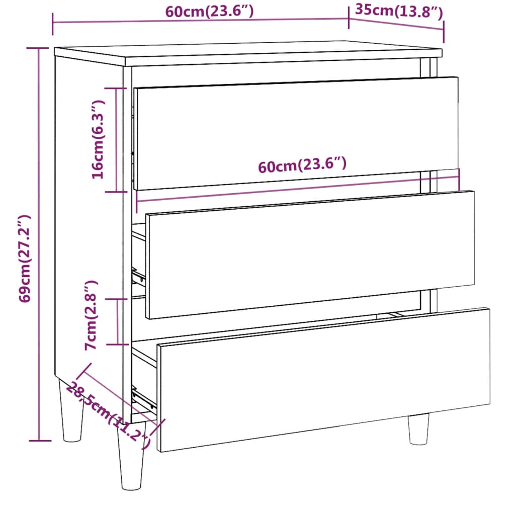 vidaXL Sideboard Braun Eichen-Optik 60x35x69 cm Holzwerkstoff