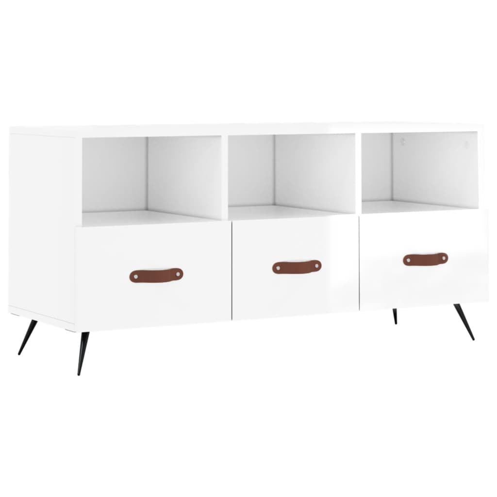 vidaXL TV-Schrank Hochglanz-Weiß 102x36x50 cm Holzwerkstoff