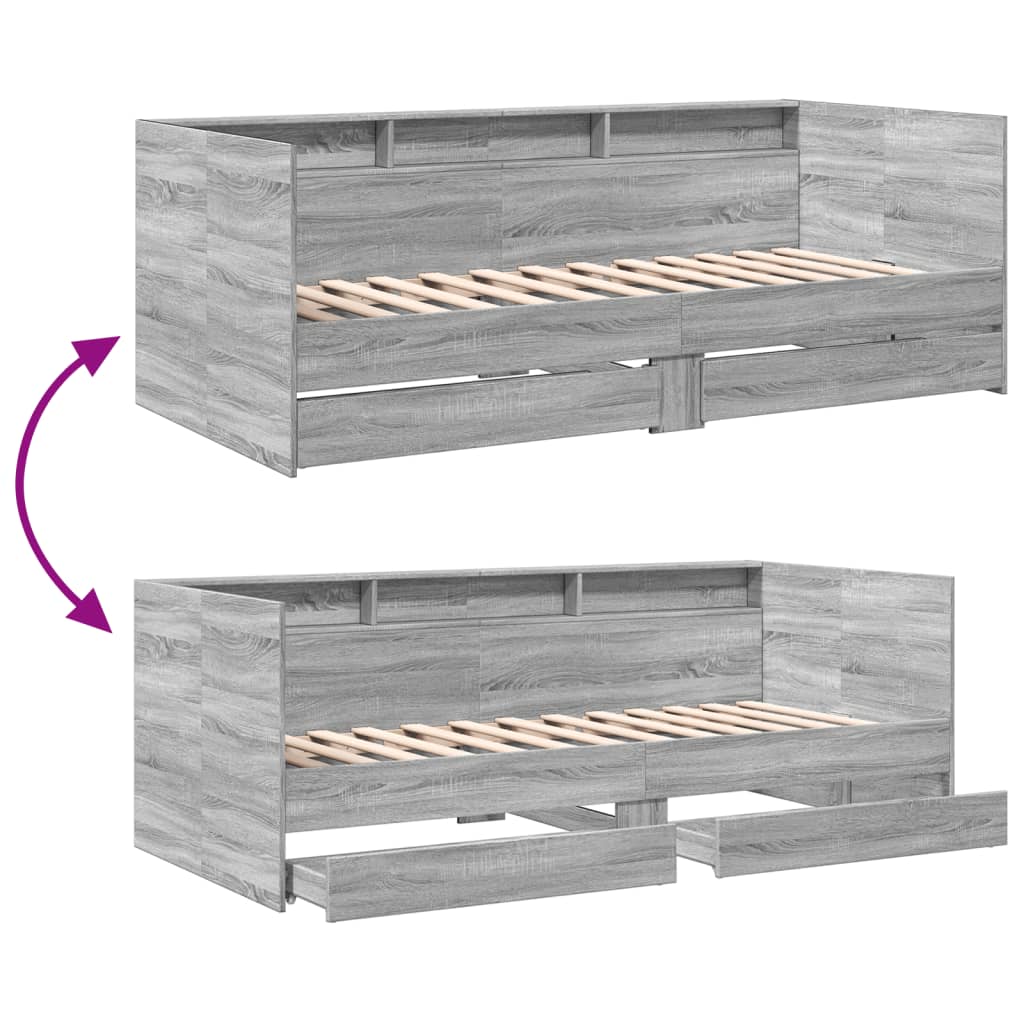 vidaXL Tagesbett mit Schubladen ohne Matratze Grau Sonoma 75x190 cm