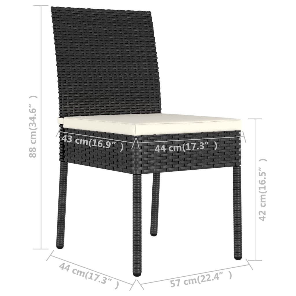 vidaXL 5-tlg. Garten-Essgruppe Poly Rattan Schwarz