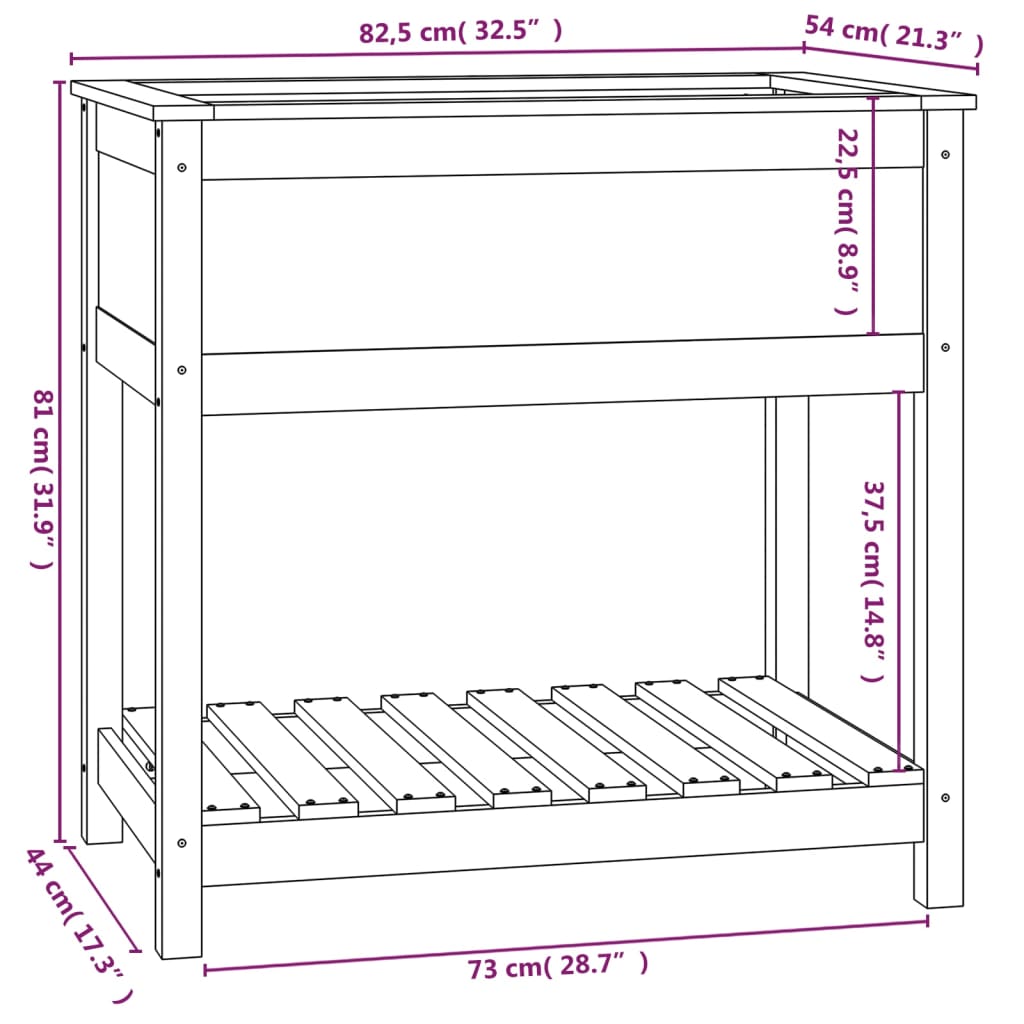 vidaXL Pflanzkübel mit Ablage Honigbraun 82,5x54x81 cm Kiefernholz