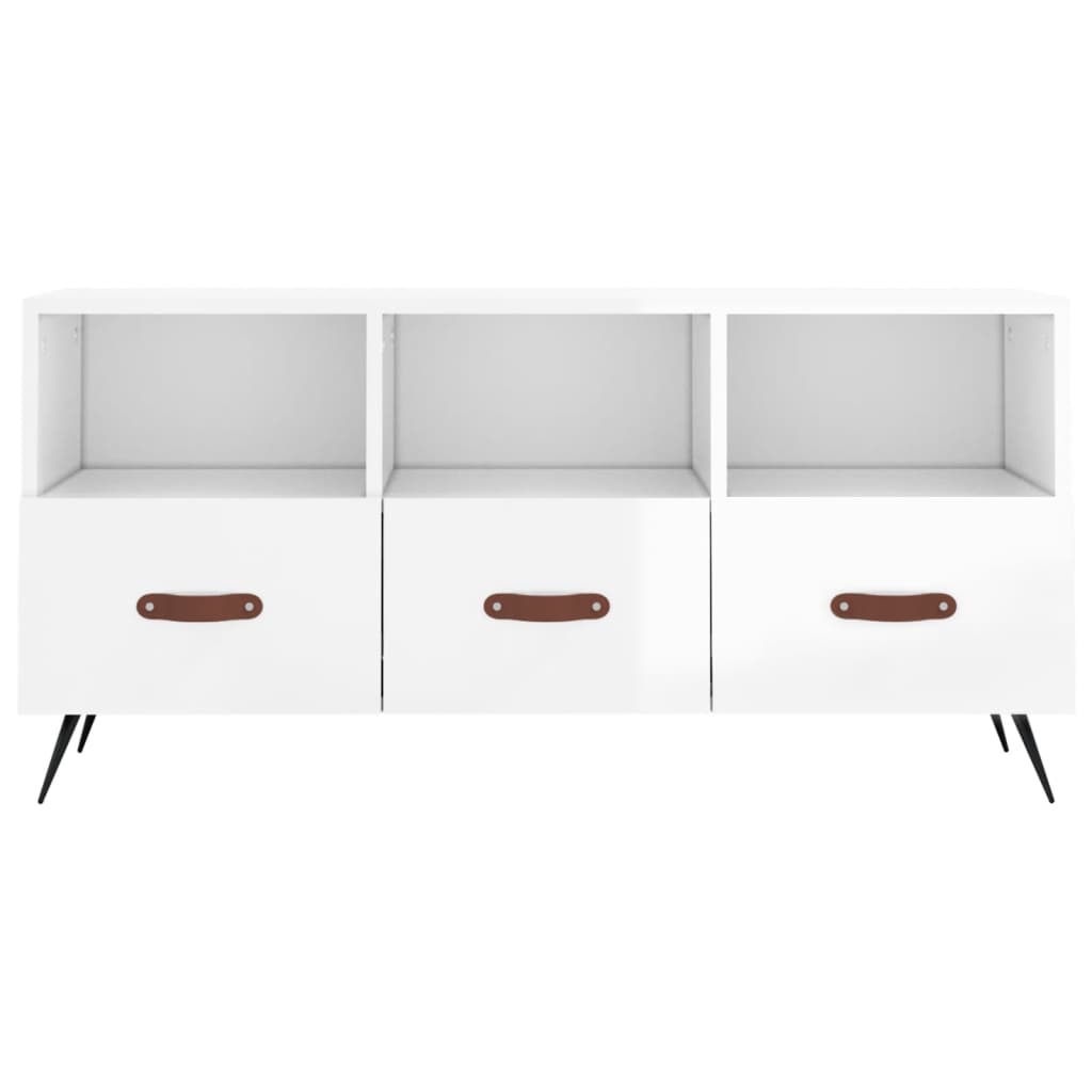 vidaXL TV-Schrank Hochglanz-Weiß 102x36x50 cm Holzwerkstoff