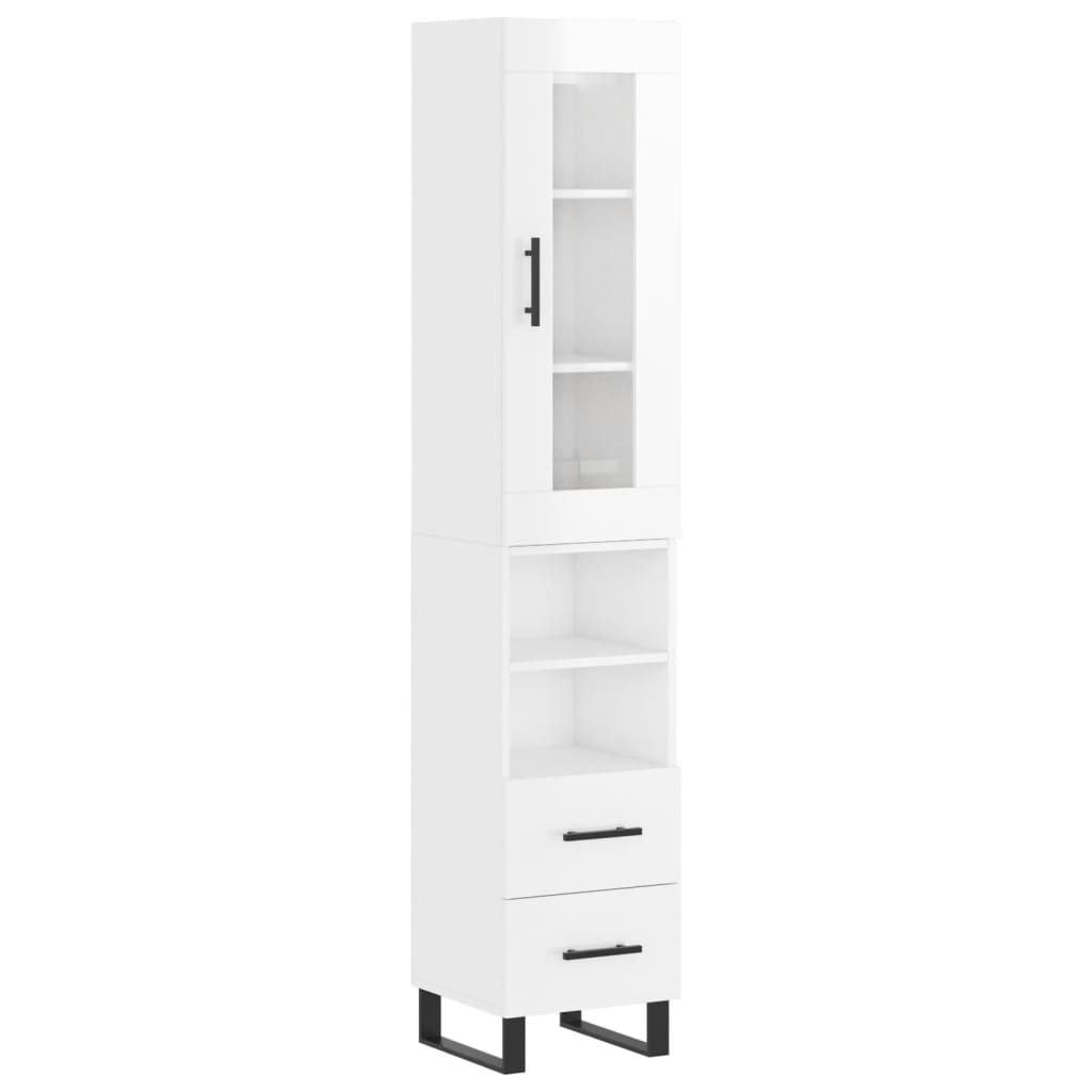 vidaXL Highboard Hochglanz-Weiß 34,5x34x180 cm Holzwerkstoff