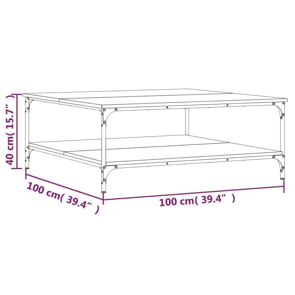 vidaXL Couchtisch Schwarz 100x100x40 cm Holzwerkstoff