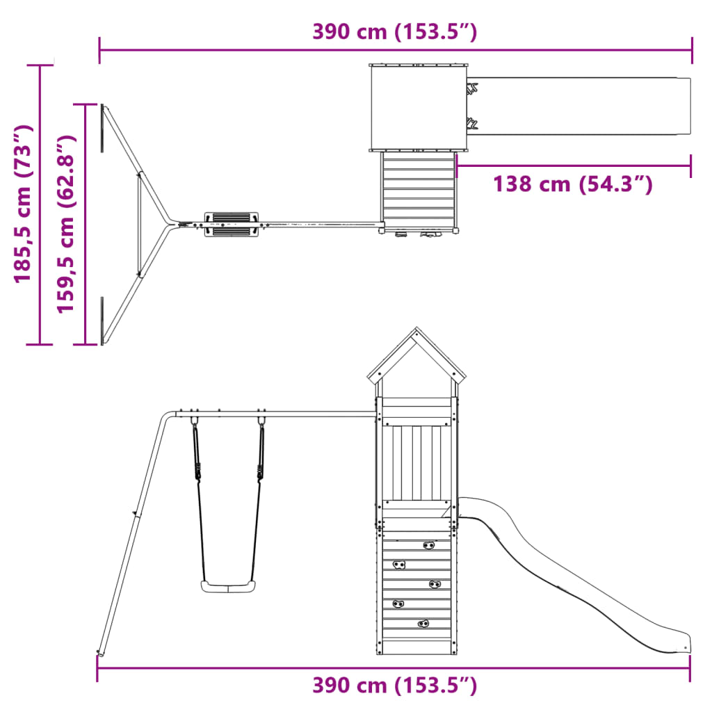 vidaXL Spielturm Massivholz Douglasie