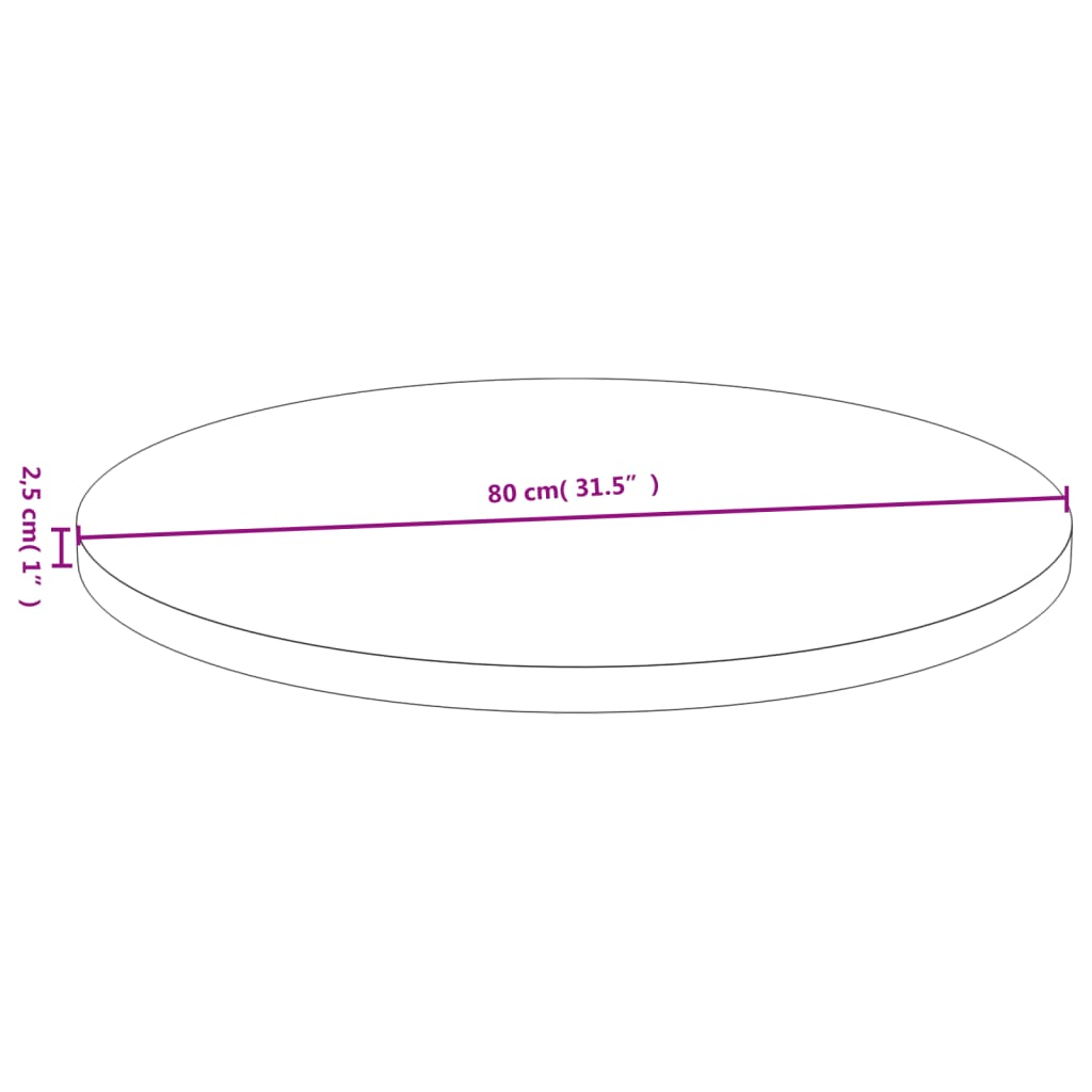 vidaXL Tischplatte Ø80x2,5 cm Bambus