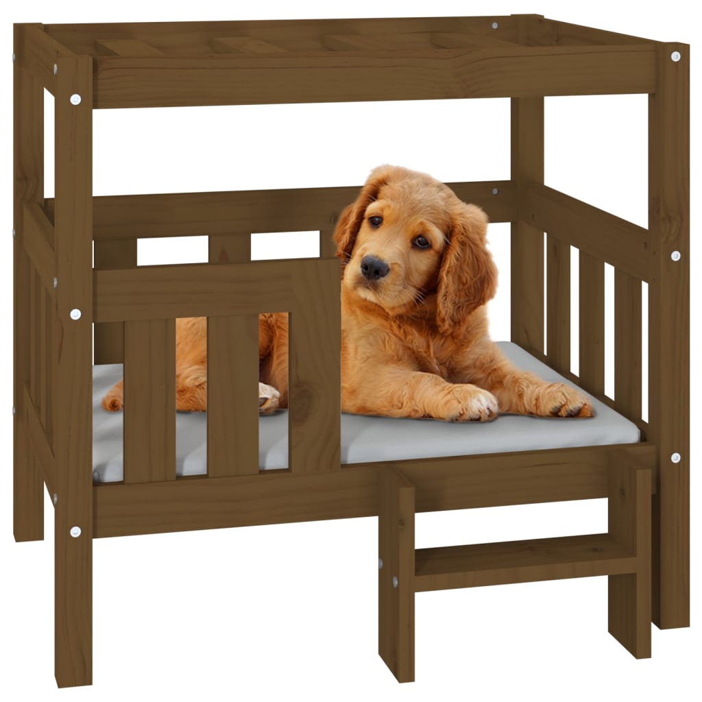 vidaXL Hundebett Honigbraun 75,5x63,5x70 cm Massivholz Kiefer