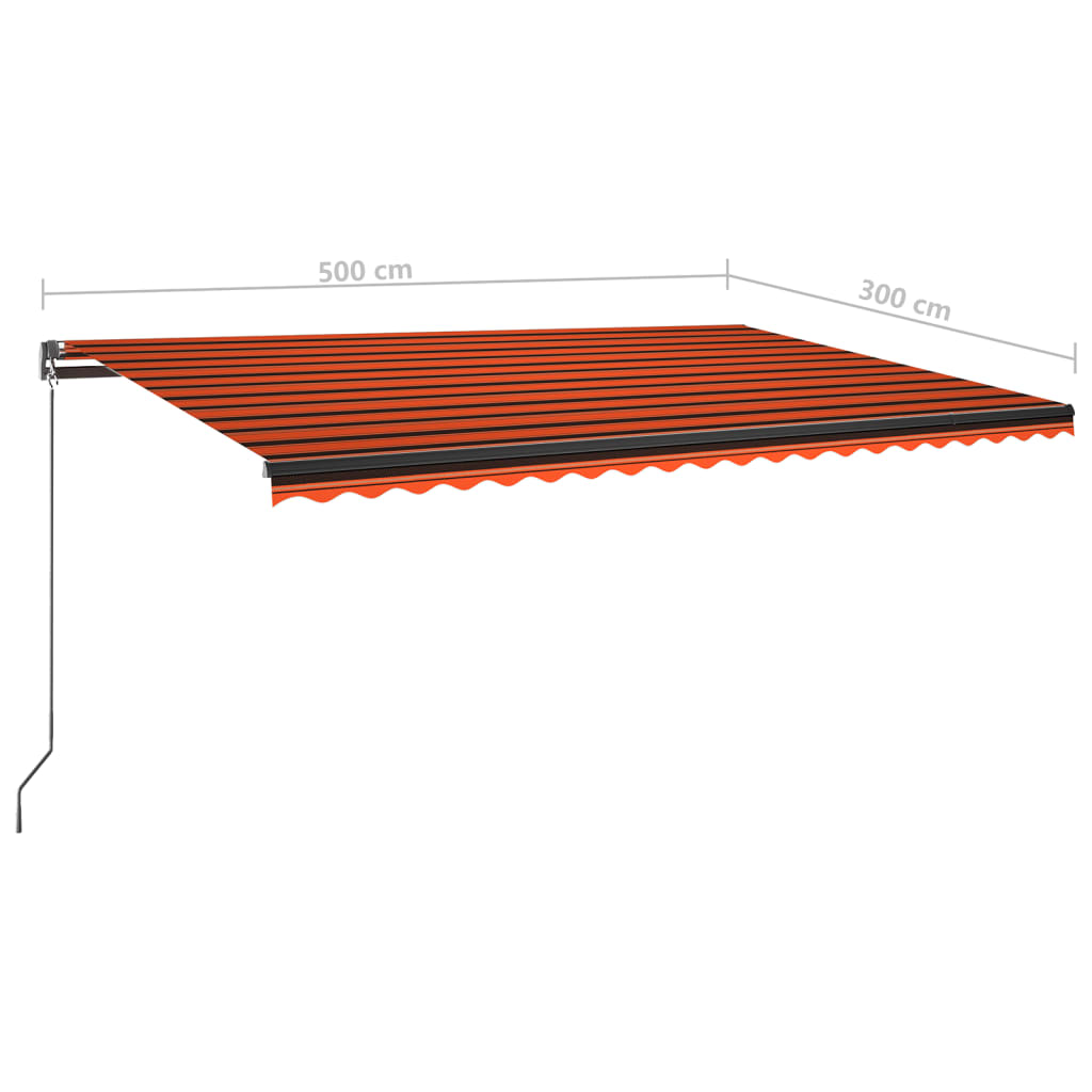 vidaXL Automatische Markise mit LED Windsensor 500x300 cm Orange/Braun