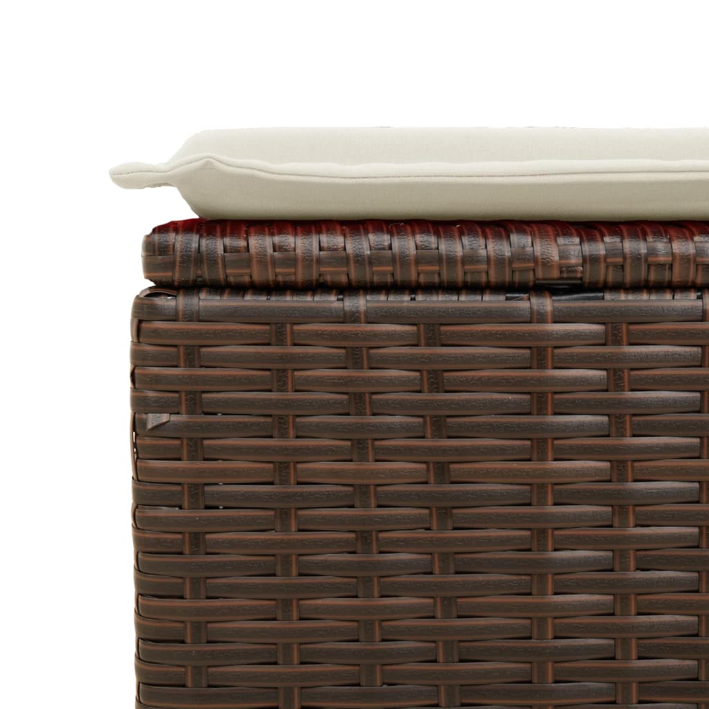 vidaXL Gartenhocker mit Kissen Braun 55x55x37 cm Poly Rattan