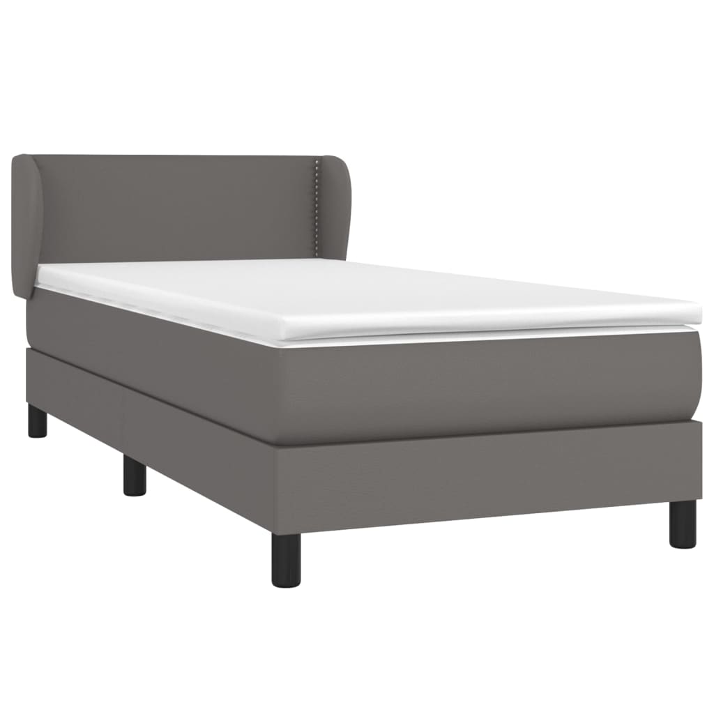 vidaXL Boxspringbett mit Matratze Grau 90x200 cm Kunstleder