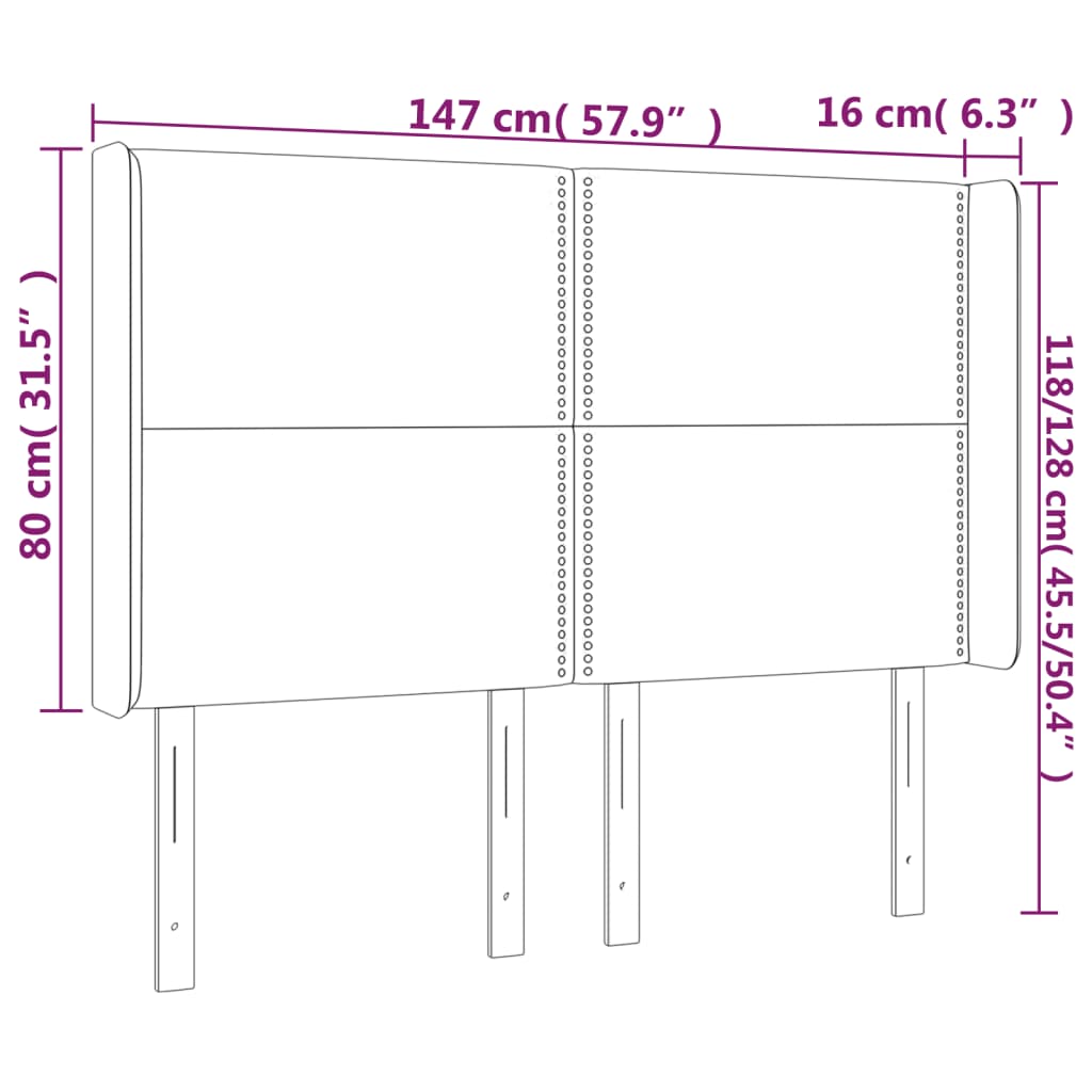 vidaXL LED Kopfteil Blau 147x16x118/128 cm Stoff