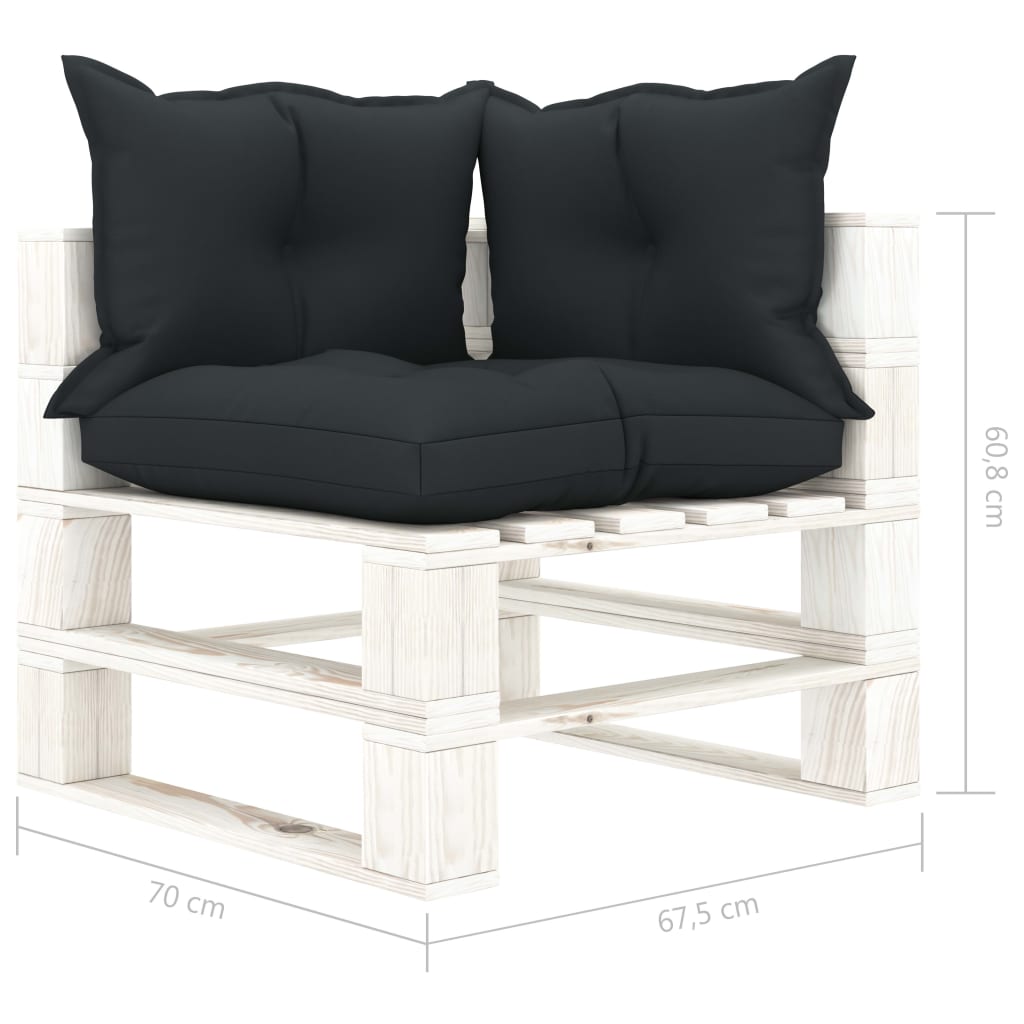 vidaXL Garten-Palettensofa 2-Sitzer mit Kissen in Anthrazit Holz