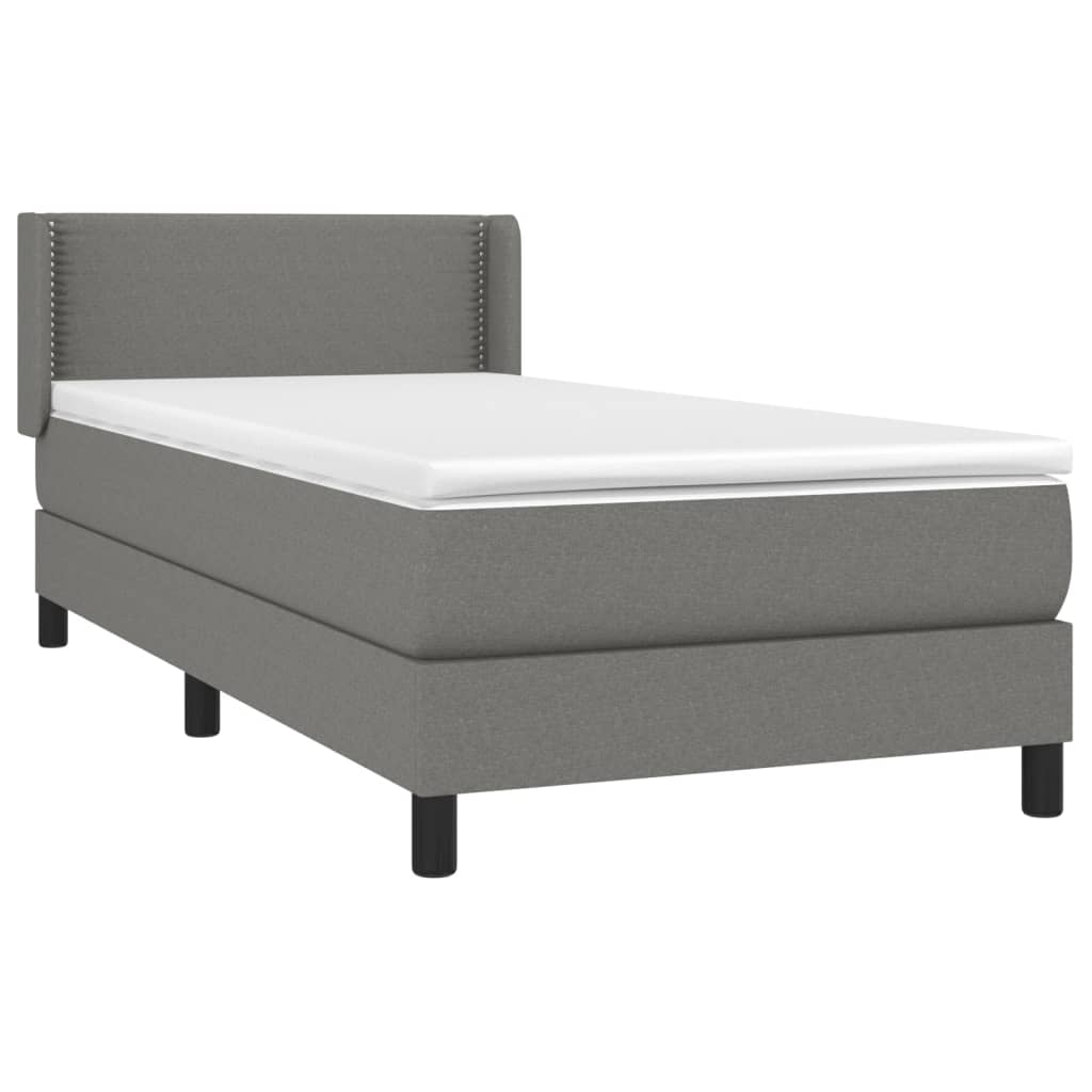 vidaXL Boxspringbett mit Matratze Dunkelgrau 90x190 cm Stoff