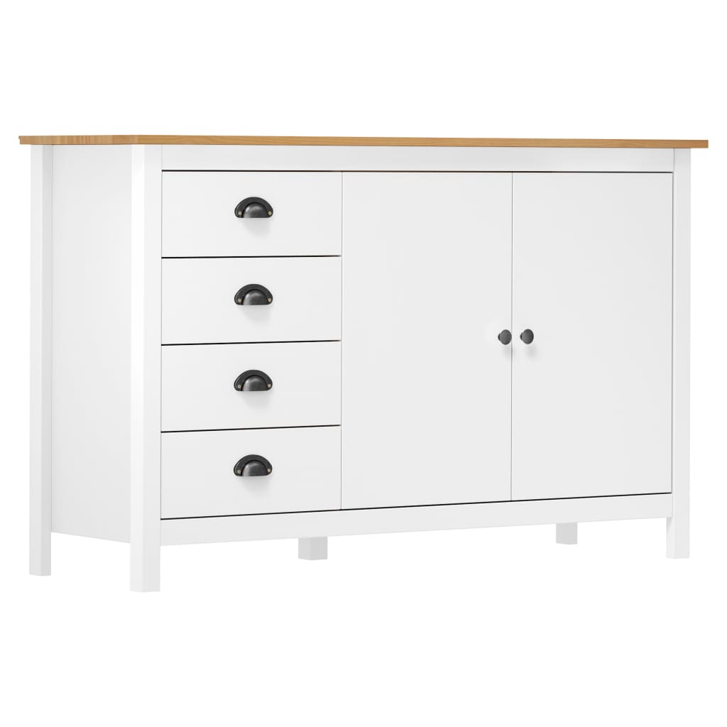 vidaXL Sideboard Hill Weiß 130x40x80 cm Massivholz Kiefer