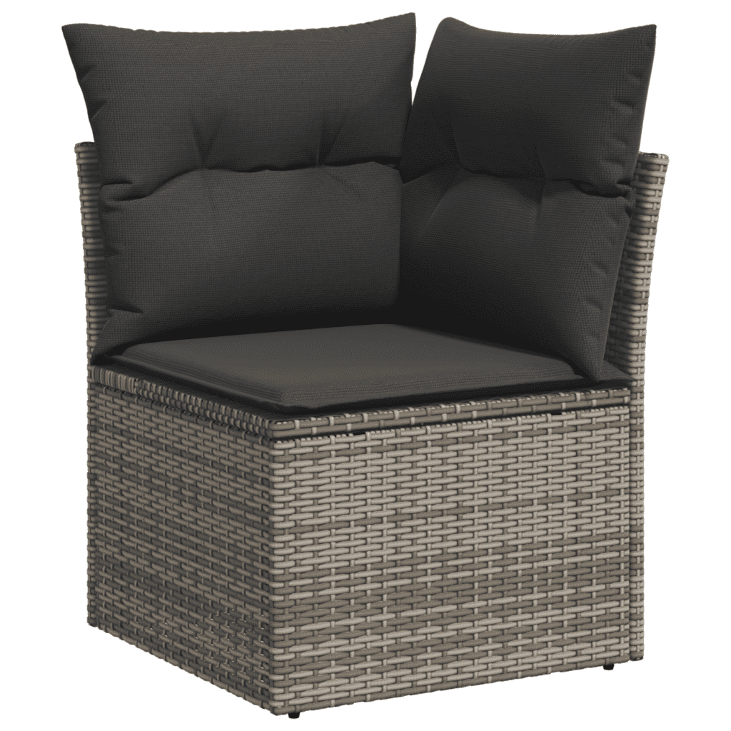 vidaXL 9-tlg. Garten-Sofagarnitur mit Kissen Grau Poly Rattan