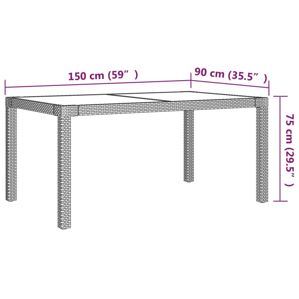 vidaXL 7-tlg. Garten-Essgruppe mit Auflagen Poly Rattan Schwarz