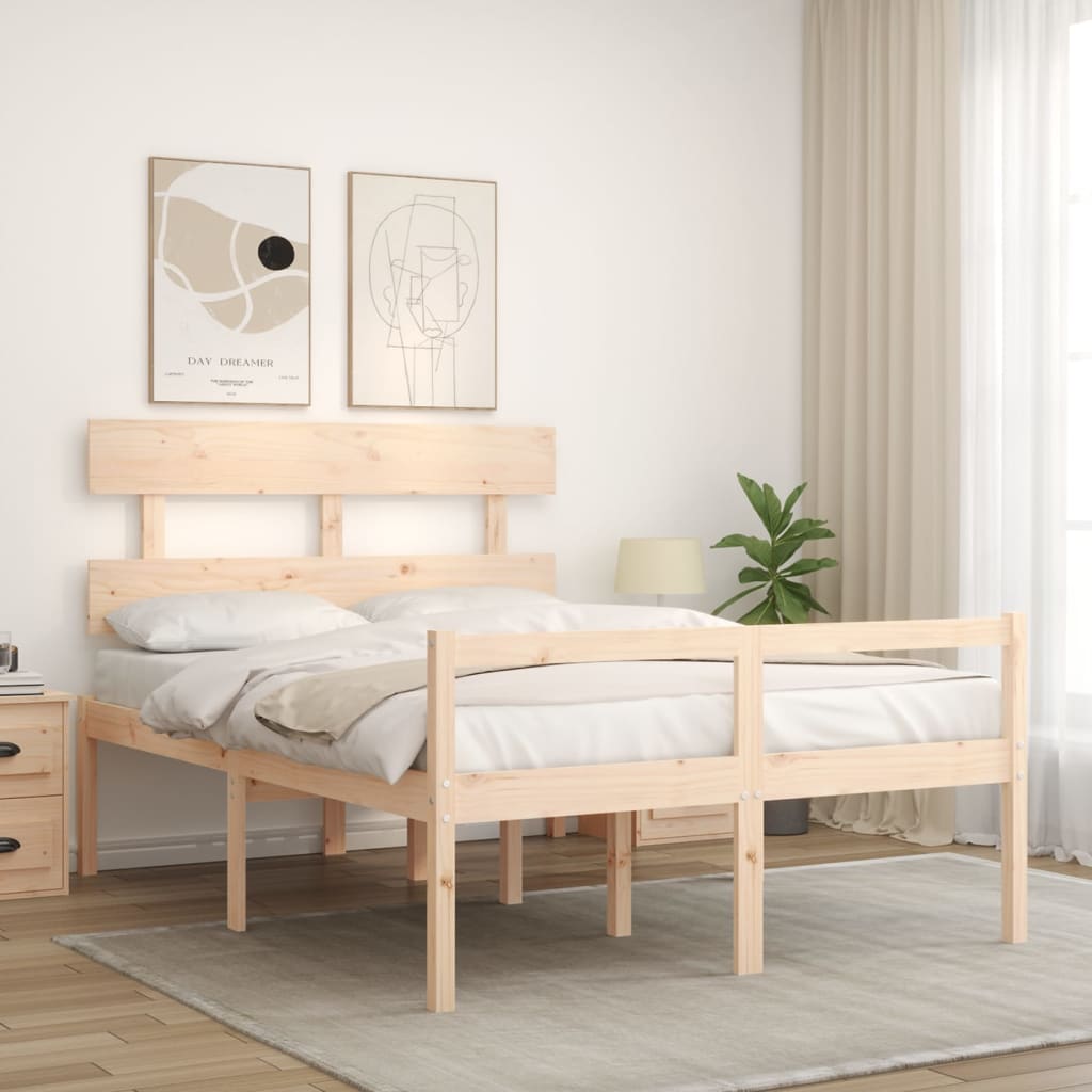 vidaXL Seniorenbett mit Kopfteil 140x190 cm Massivholz